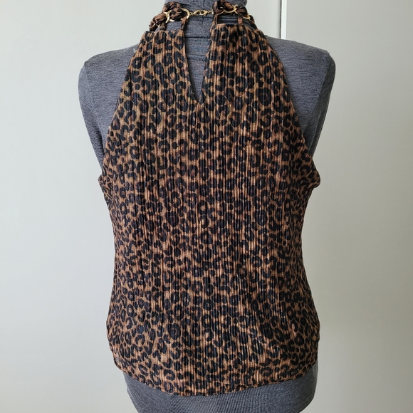 Joie Leopard Print Chained Neck Halter Top - Picture 2 of 10